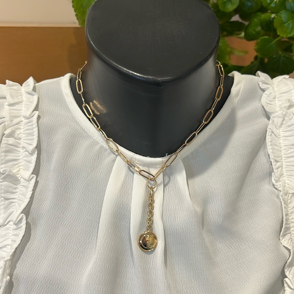 Gucci Gold Paperclip Link Necklace with Signature Pendant